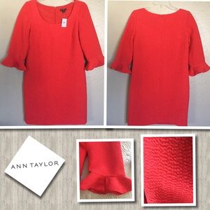 ANN TAYLOR RED SHIFT DRESS 2P